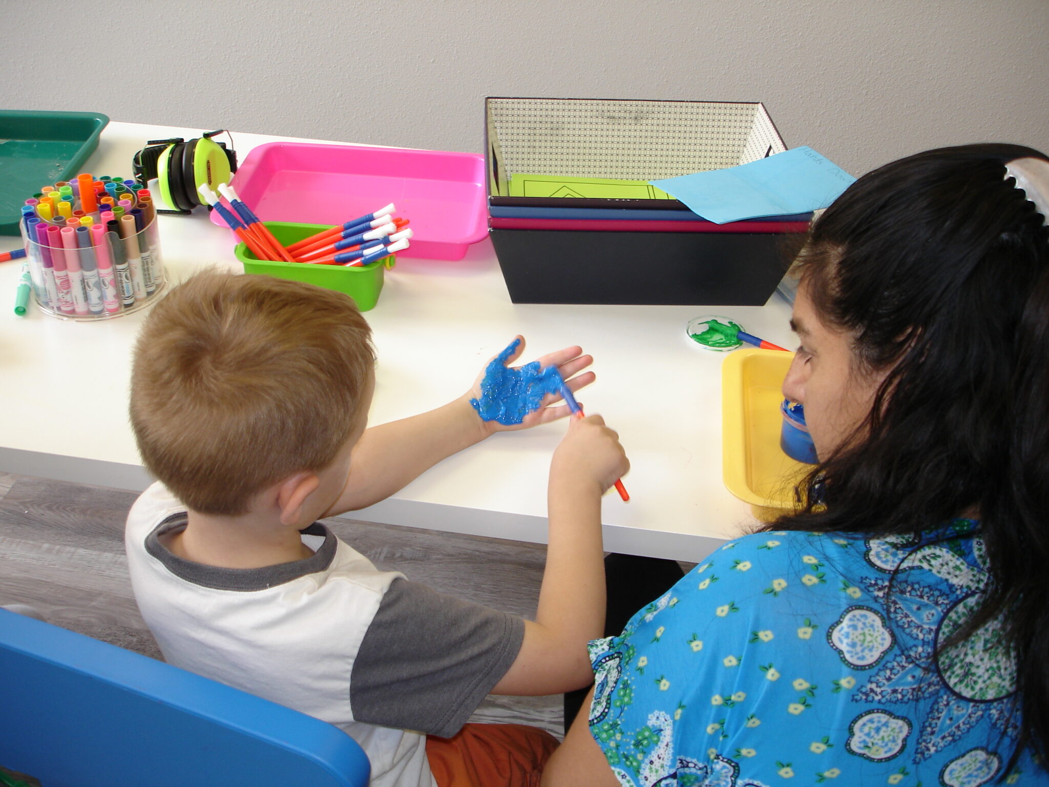 Hand painting in the Imagination Station